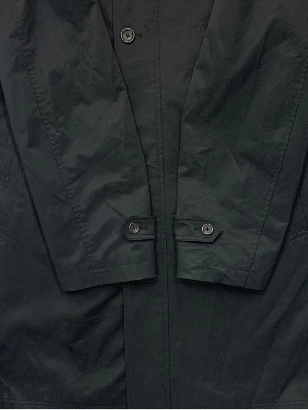 Lauren Ralph Lauren Men L Trench Coat Full Zip Button Removable Lining Black